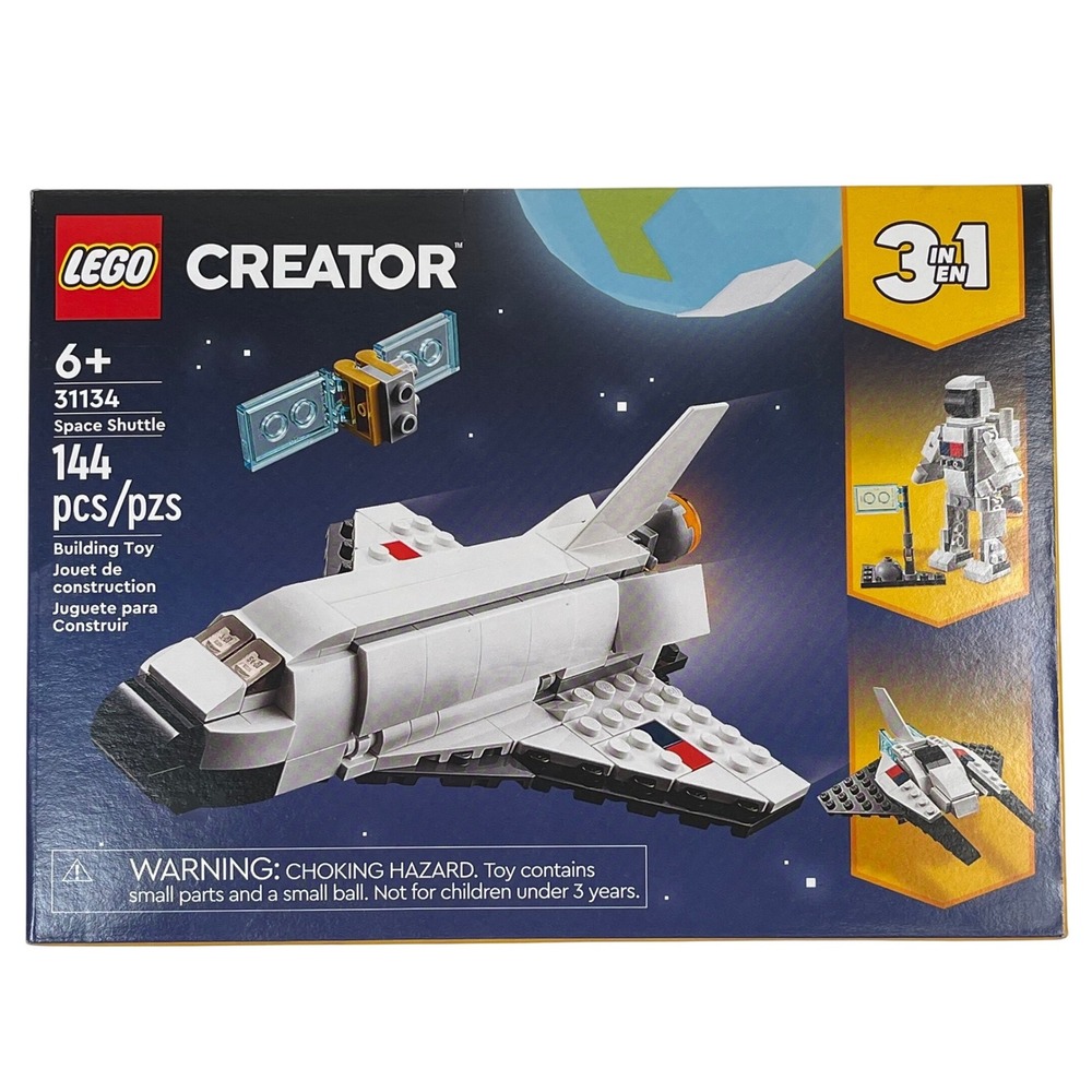 LEGO Creator Space Shuttle 31134 Unisex White 3-in-1 Building Toy Set 144 Pcs